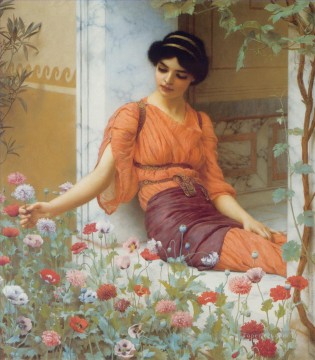 Flores de verano 1903 Dama neoclásica John William Godward Pinturas al óleo